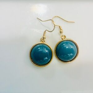 Deep green blue Round earrings